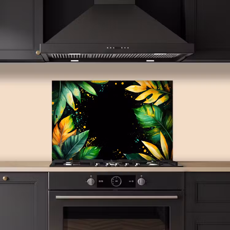 Paraschizzi cucina - Foglie - Verde - Giallo - Vernice - Giungla — 5