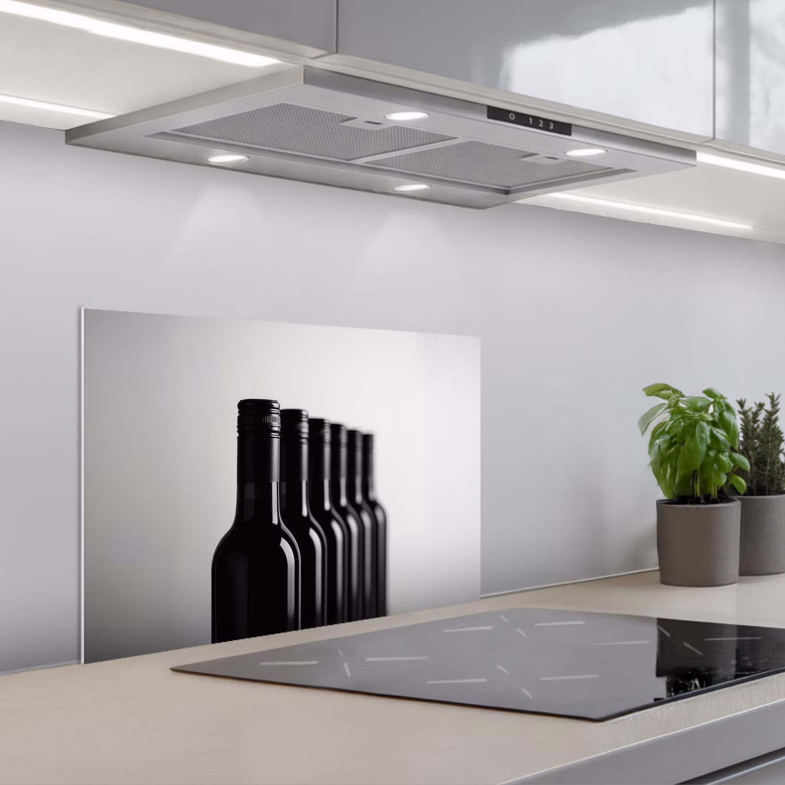 Paraschizzi cucina - Bottiglie di vino - Nero - Minimalista — 1