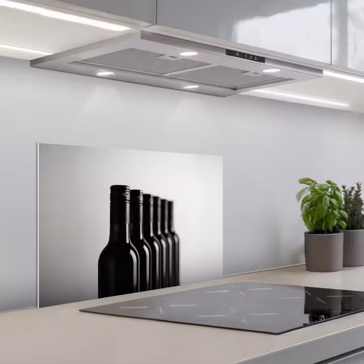 Paraschizzi cucina - Bottiglie di vino - Nero - Minimalista — 1
