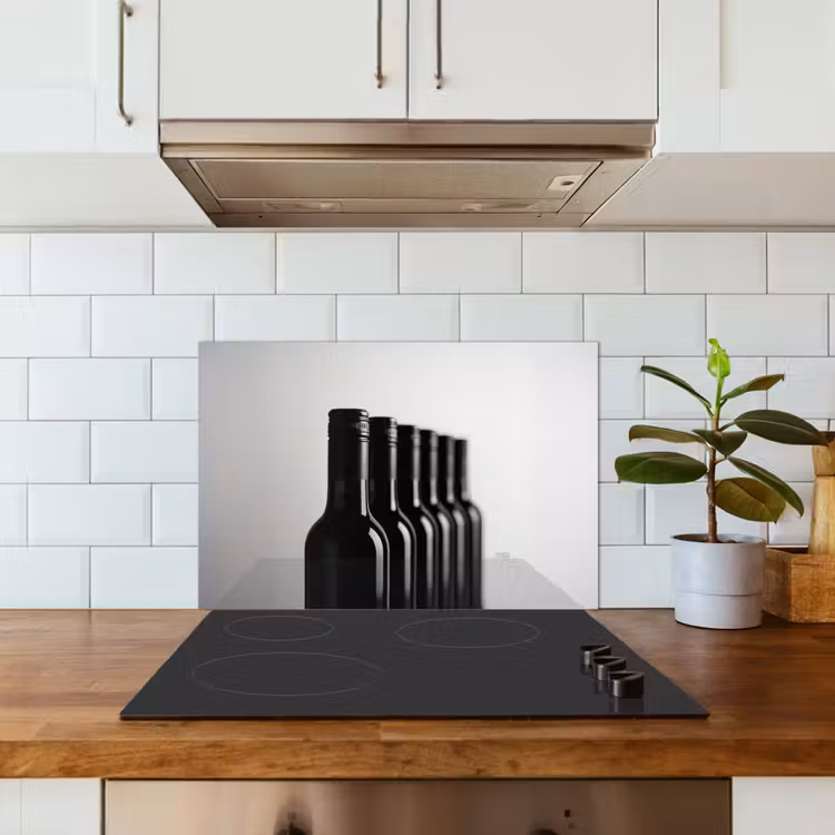 Paraschizzi cucina - Bottiglie di vino - Nero - Minimalista — 3