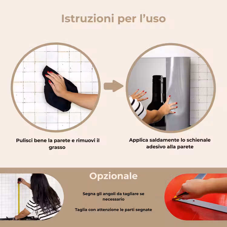 Paraschizzi cucina - Bottiglie di vino - Nero - Minimalista — 6
