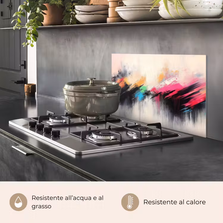 Paraschizzi cucina - Dinamico - Astratto - Colorato - Nero — 2