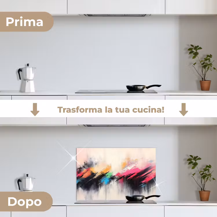 Paraschizzi cucina - Dinamico - Astratto - Colorato - Nero — 7