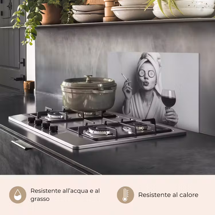 Paraschizzi cucina - Donna - Maschera - Vino - Sigaretta — 2