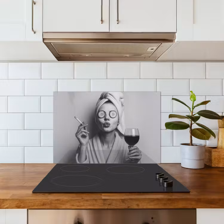Paraschizzi cucina - Donna - Maschera - Vino - Sigaretta — 3