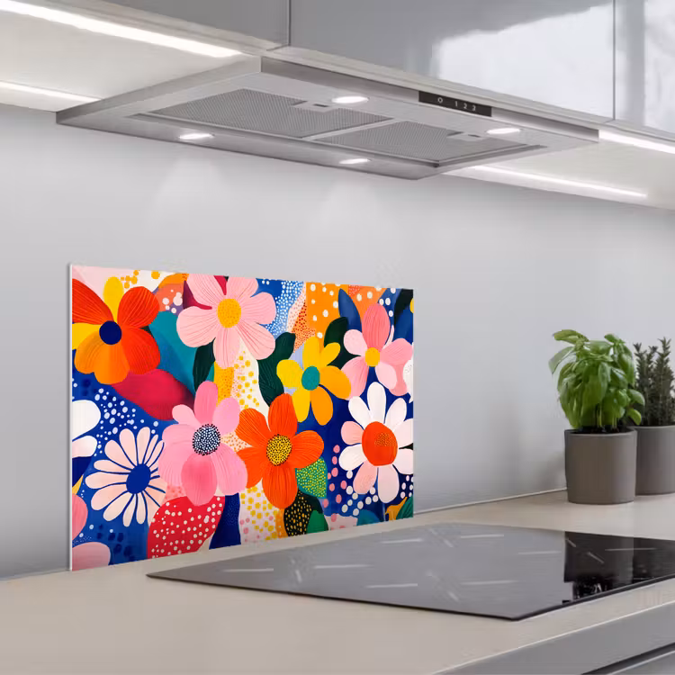 Paraschizzi cucina - Fiori - Colorati - Puntini — 1