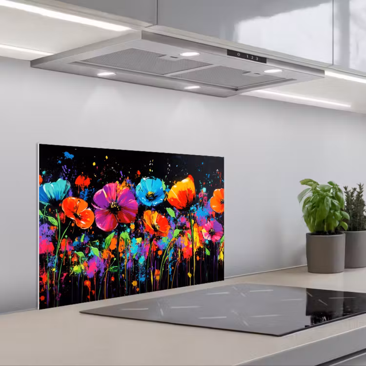 Paraschizzi cucina - Fiori - Colorati - Spruzzi — 1