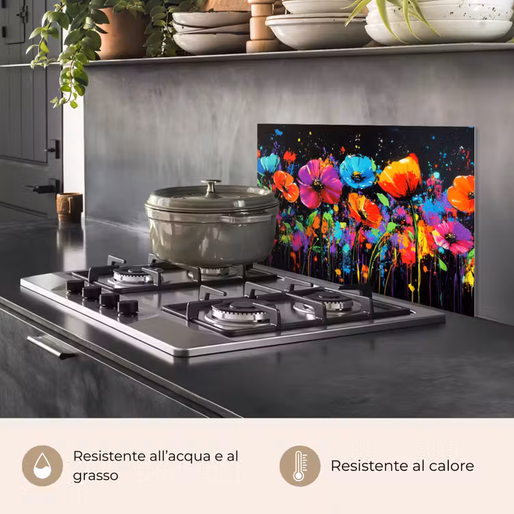 Paraschizzi cucina - Fiori - Colorati - Spruzzi — 2