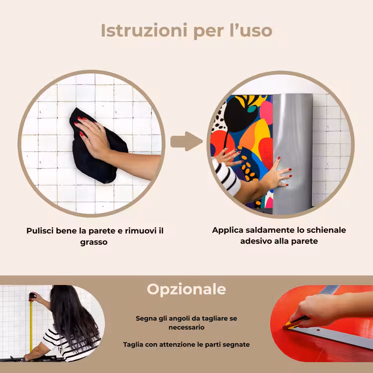 Paraschizzi cucina - Fiori - Foglie - Astratto - Rosso — 6
