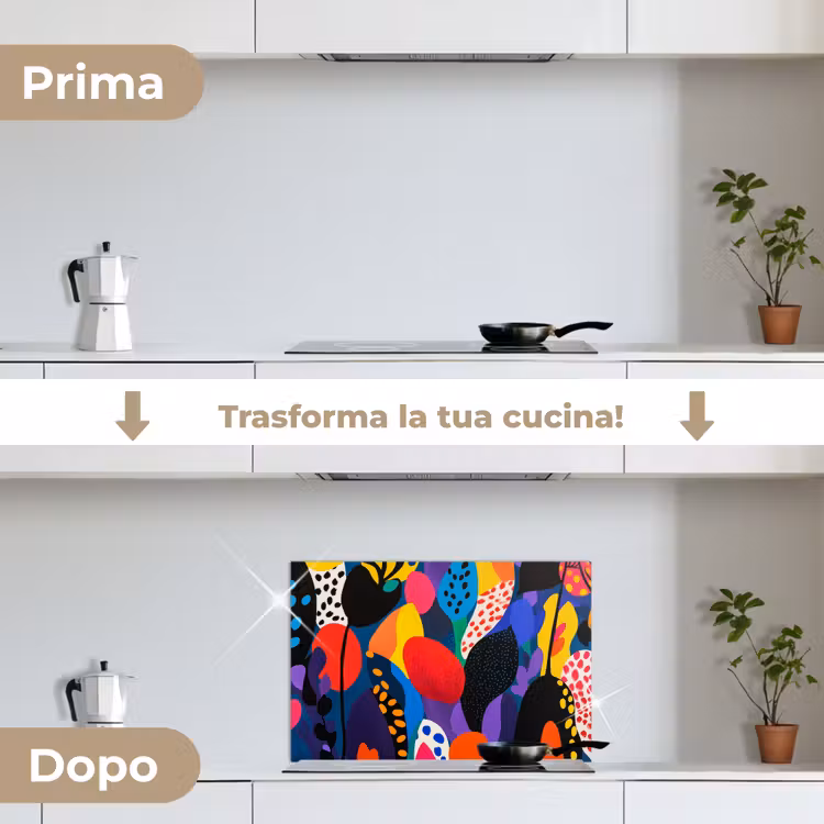 Paraschizzi cucina - Fiori - Foglie - Astratto - Rosso — 7