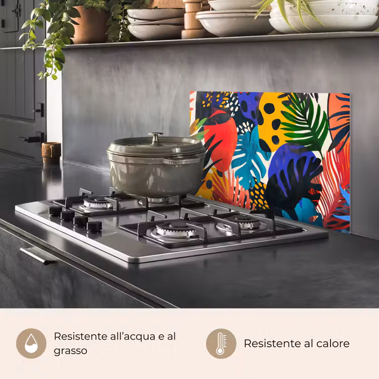 Paraschizzi cucina - Foglie - Forme - Astratto - Colorato — 2