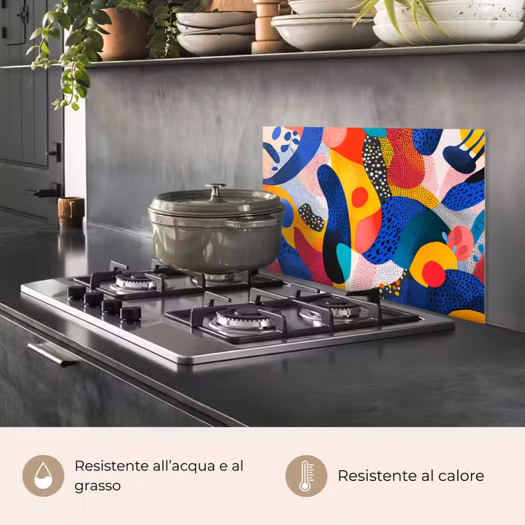 Paraschizzi cucina - Forme - Astratte - Puntini - Blu — 2