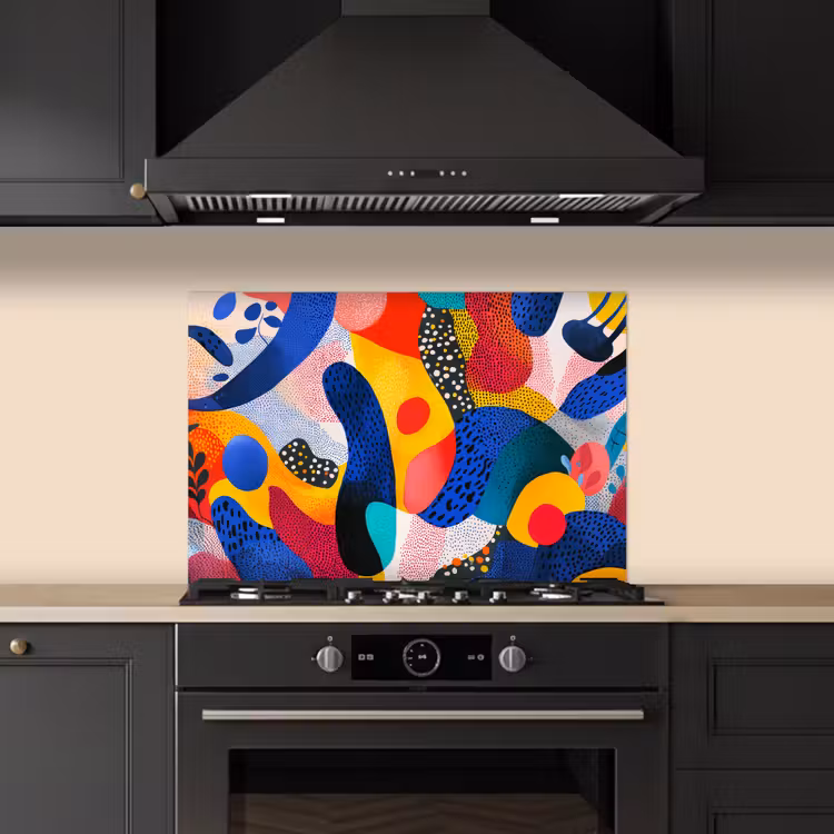 Paraschizzi cucina - Forme - Astratte - Puntini - Blu — 5