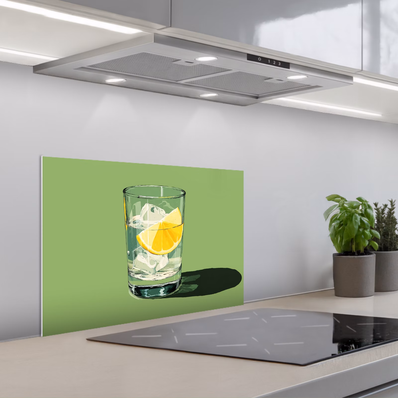 Paraschizzi cucina - Bicchiere - Limone - Cubetti di ghiaccio - Verde — 1