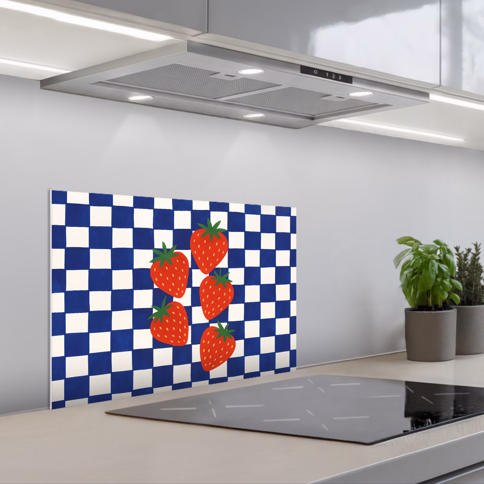 Paraschizzi cucina - Bloccato - Blu - Fragola — 1