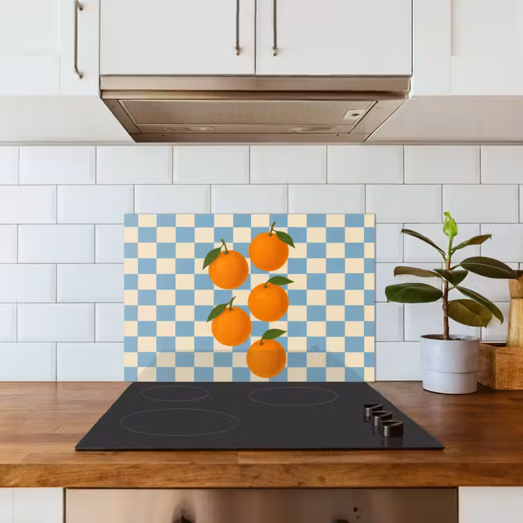 Paraschizzi cucina - Arance - Foglie - Bloccate - Blu — 3