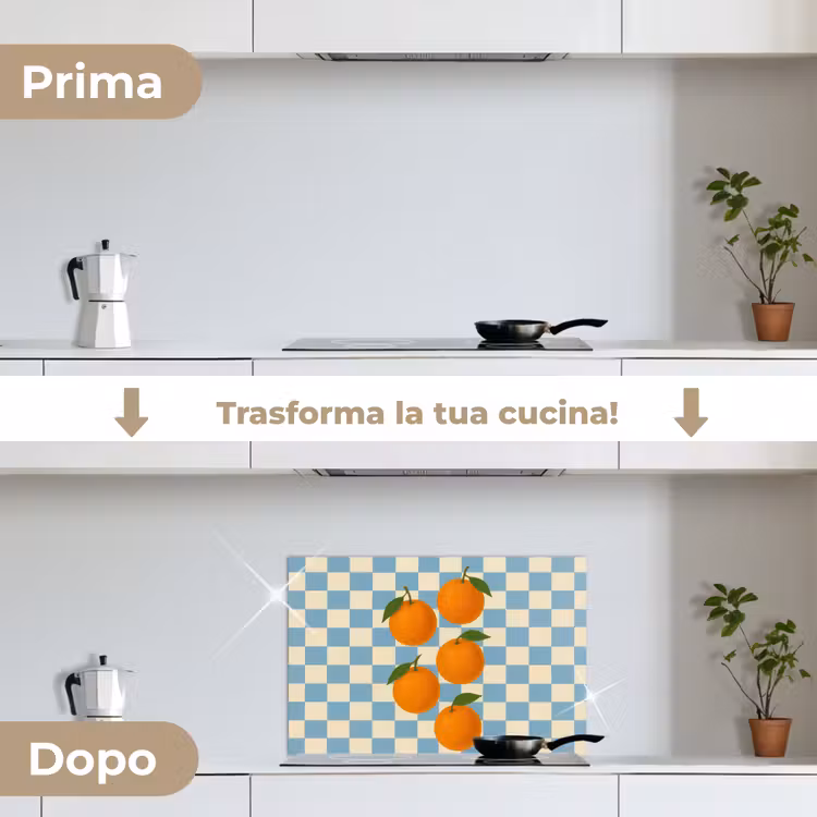 Paraschizzi cucina - Arance - Foglie - Bloccate - Blu — 7