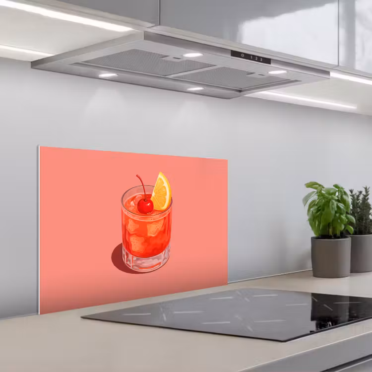 Paraschizzi cucina - Bicchiere - Cubetti di ghiaccio - Limone - Ciliegia — 1