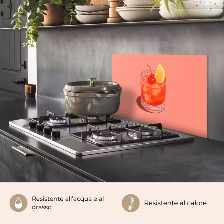 Paraschizzi cucina - Bicchiere - Cubetti di ghiaccio - Limone - Ciliegia — 2