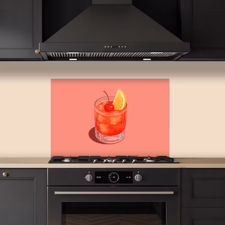 Paraschizzi cucina - Bicchiere - Cubetti di ghiaccio - Limone - Ciliegia — 5