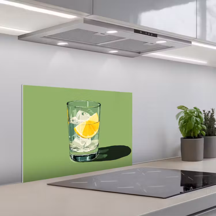 Paraschizzi cucina - Bicchiere - Limone - Cubetti di ghiaccio - Verde — 1