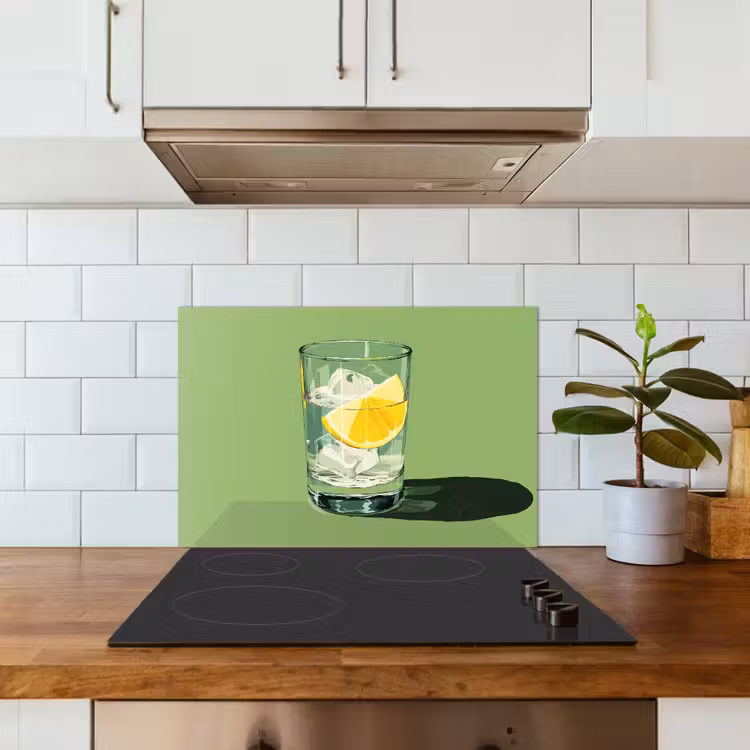 Paraschizzi cucina - Bicchiere - Limone - Cubetti di ghiaccio - Verde — 3