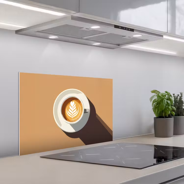 Paraschizzi cucina - Cappuccino - Tazza - Piattino - Minimalista — 1