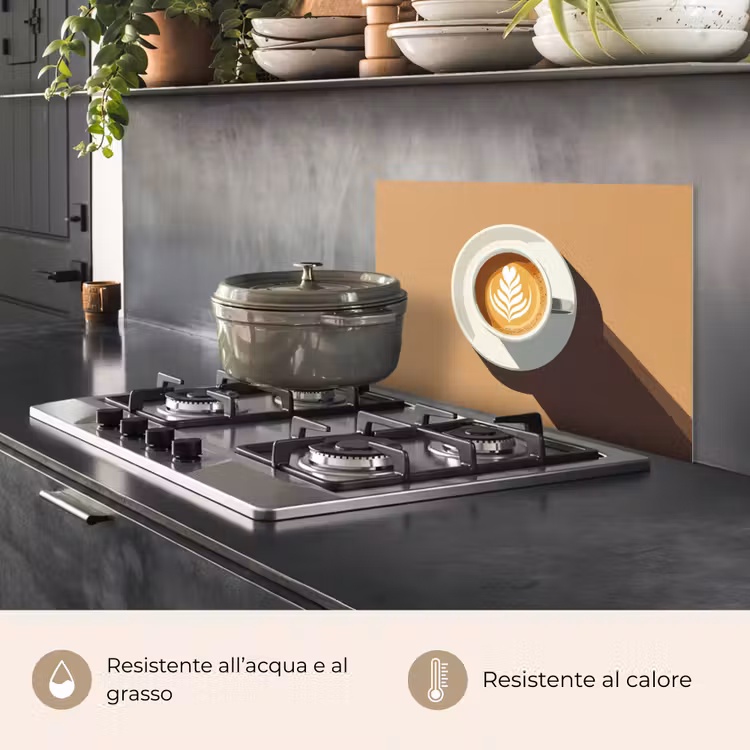 Paraschizzi cucina - Cappuccino - Tazza - Piattino - Minimalista — 2