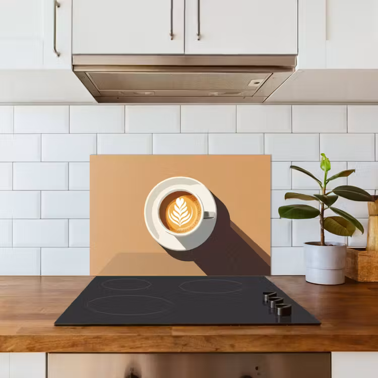 Paraschizzi cucina - Cappuccino - Tazza - Piattino - Minimalista — 3