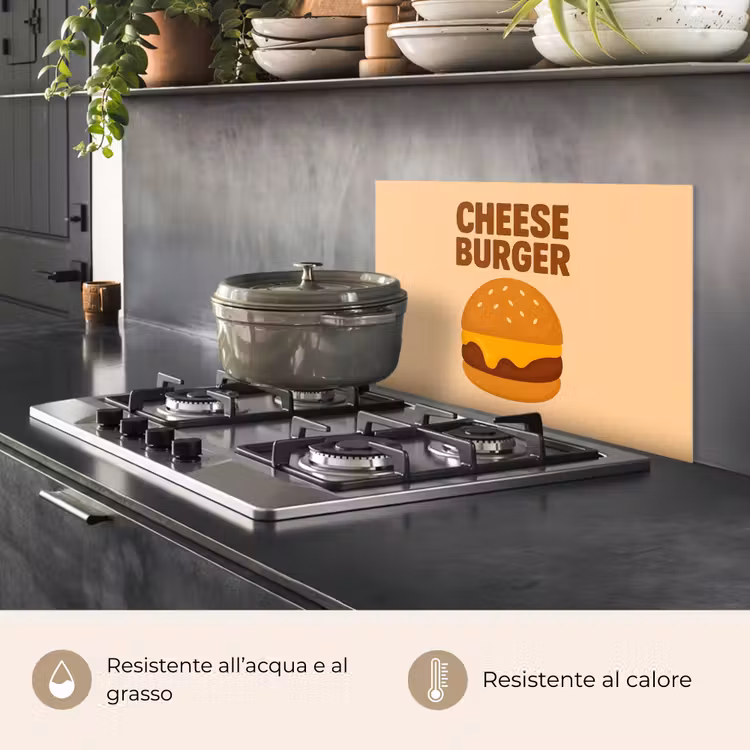 Paraschizzi cucina - Cheeseburger - Minimalista - Giallo — 2