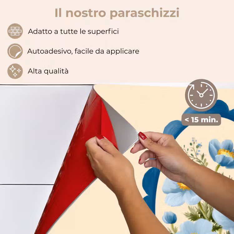 Paraschizzi cucina - Elenco - Fiori - Azzurro - Illustrazione — 4