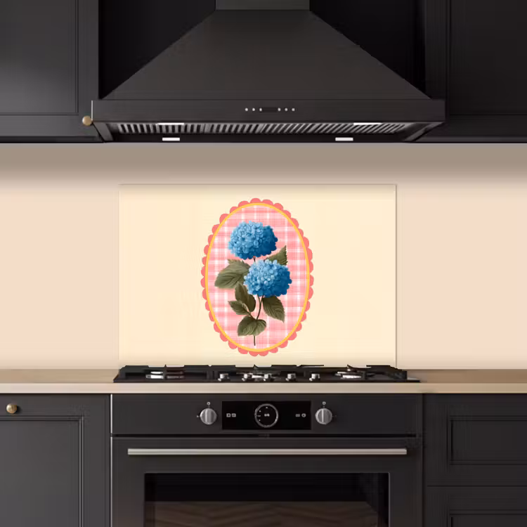 Paraschizzi cucina - Fiori - Blu - Elenco - Foglie — 5