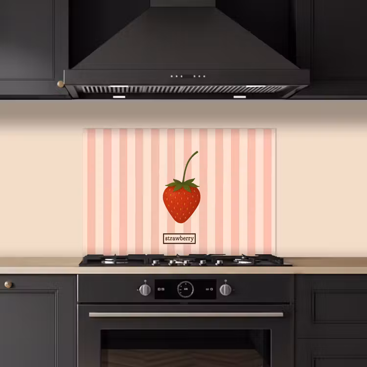 Paraschizzi cucina - Fragola - Strisce - Minimalista - Rosso — 5