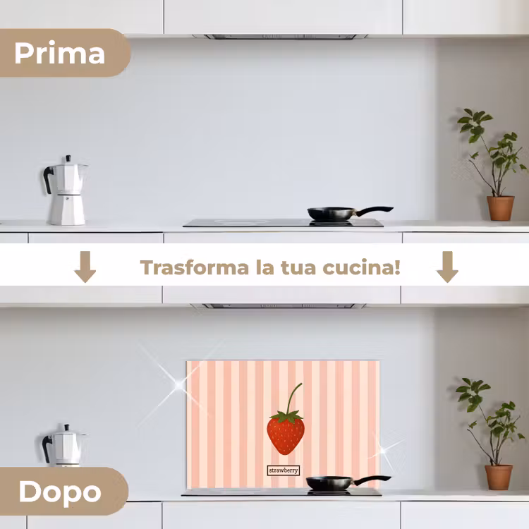 Paraschizzi cucina - Fragola - Strisce - Minimalista - Rosso — 7