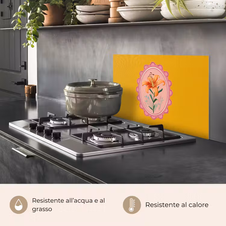 Paraschizzi cucina - Giglio - Arancione - Cornice - Ovale — 2
