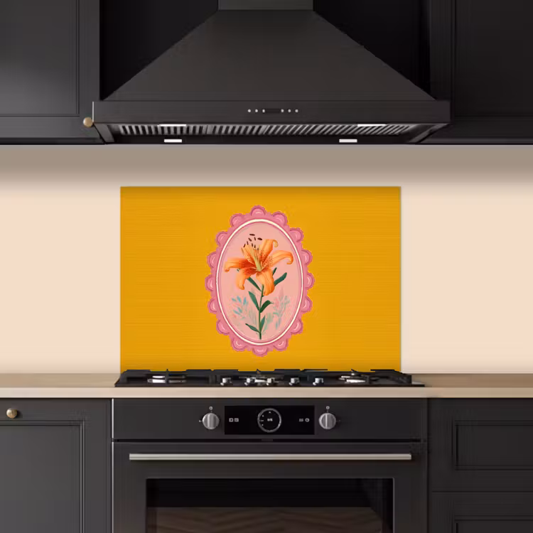 Paraschizzi cucina - Giglio - Arancione - Cornice - Ovale — 5