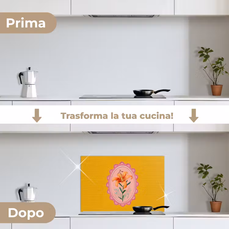 Paraschizzi cucina - Giglio - Arancione - Cornice - Ovale — 7
