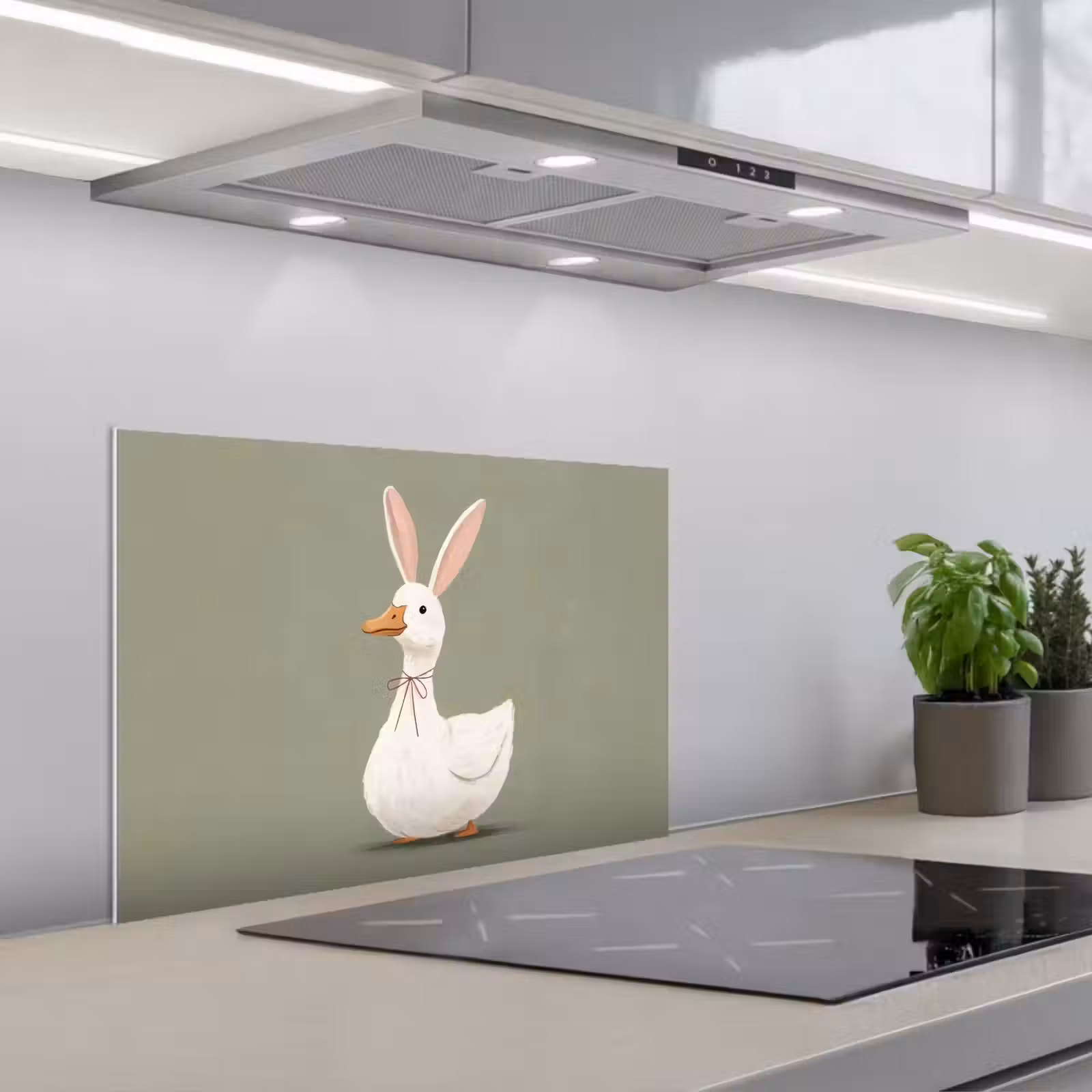 Paraschizzi cucina - Anatra - Orecchie di coniglio - Grigio — 1