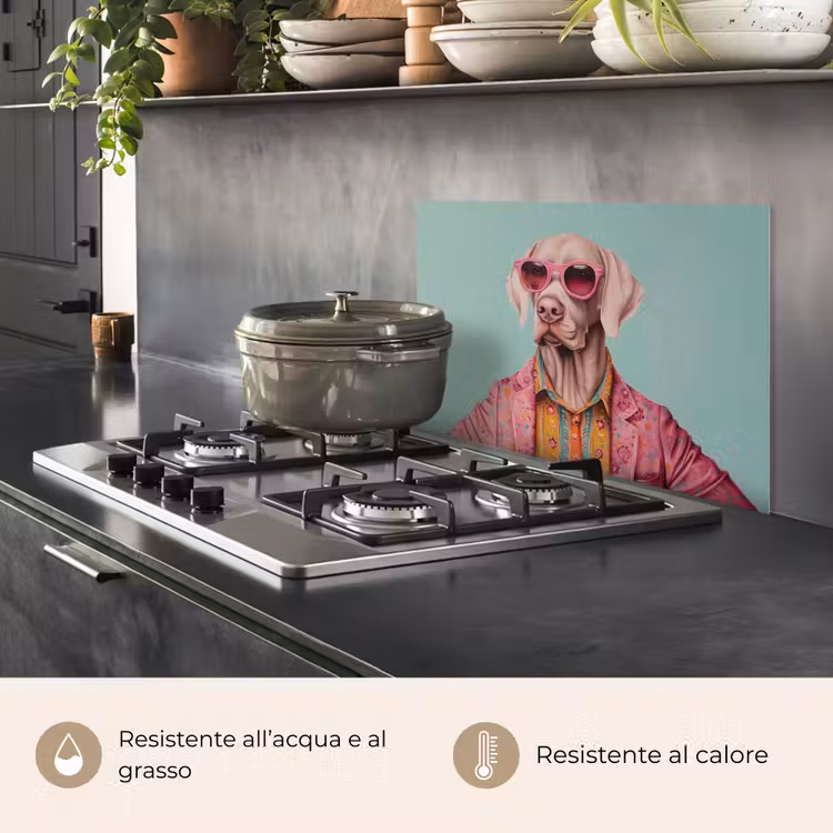 Paraschizzi cucina - Cane - Camicia - Fiori - Occhiali — 2