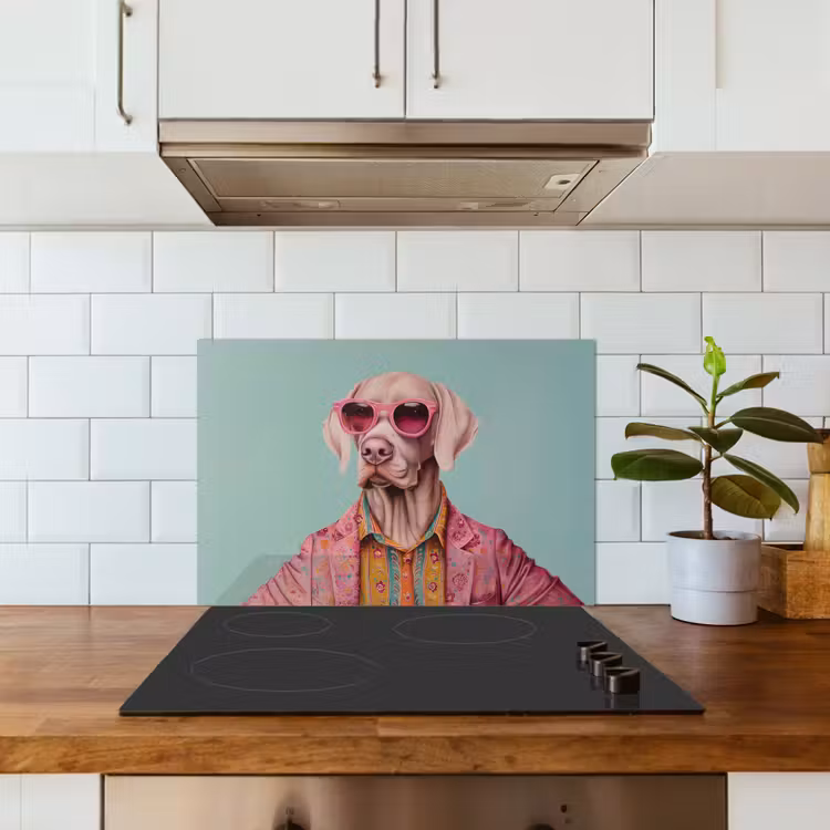 Paraschizzi cucina - Cane - Camicia - Fiori - Occhiali — 3