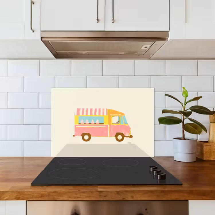 Paraschizzi cucina - Carrello dei gelati - Retrò - Gelati morbidi - Rosa — 3