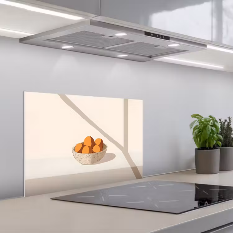 Paraschizzi cucina - Cesto - Frutta - Minimalista - Arancione — 1