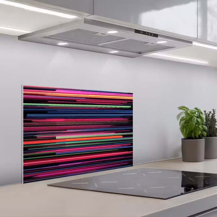 Paraschizzi cucina - Gioco - Astratto - Linee - Orizzontale - Colorato — 1