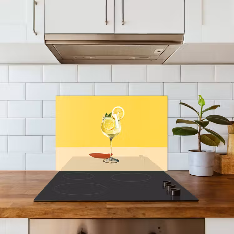Paraschizzi cucina - Bicchiere da vino - Limone - Giallo - Minimalista — 3