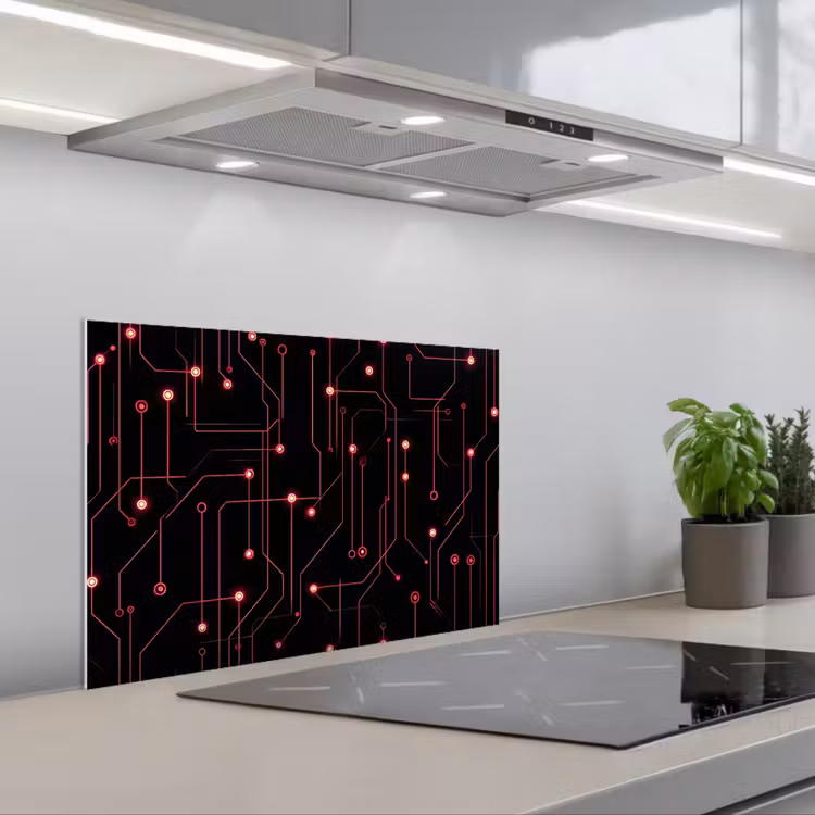 Paraschizzi cucina - Gioco - Linee - Rete - Puntini - Rosso — 1