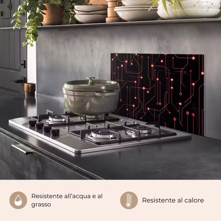 Paraschizzi cucina - Gioco - Linee - Rete - Puntini - Rosso — 2