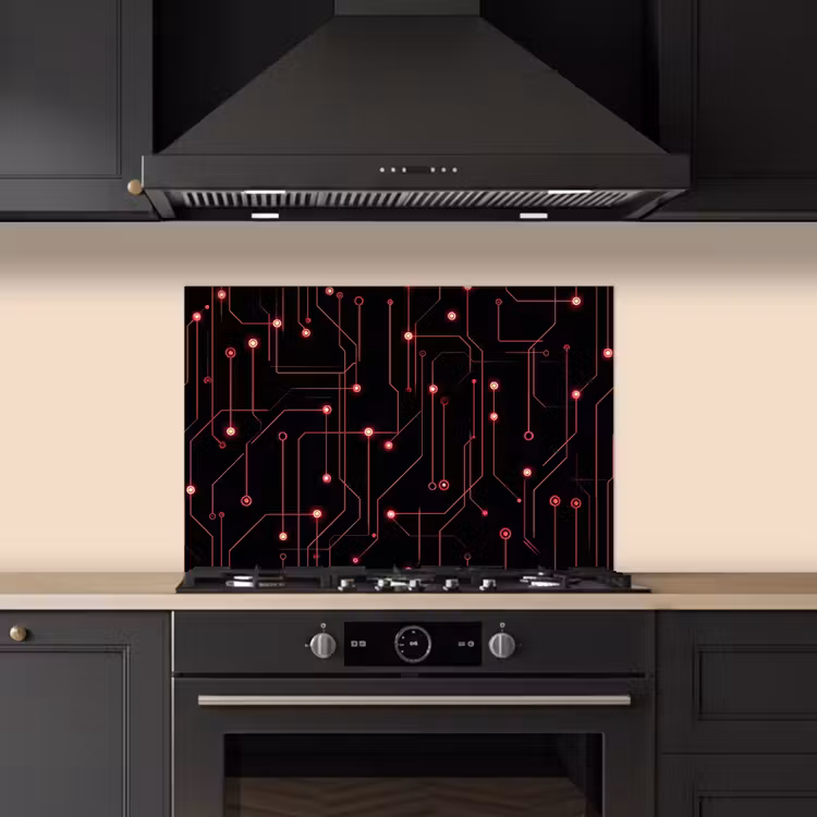 Paraschizzi cucina - Gioco - Linee - Rete - Puntini - Rosso — 5