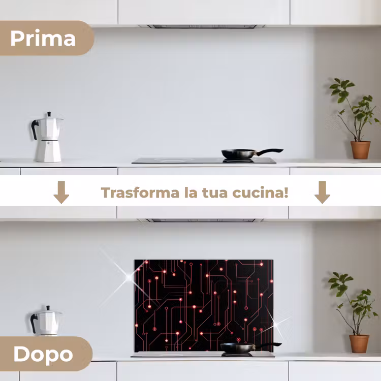 Paraschizzi cucina - Gioco - Linee - Rete - Puntini - Rosso — 7