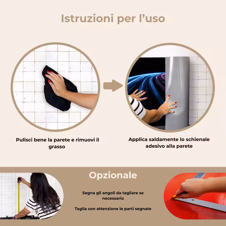 Paraschizzi cucina - Gioco - Strisce - Curvo - Blu — 6