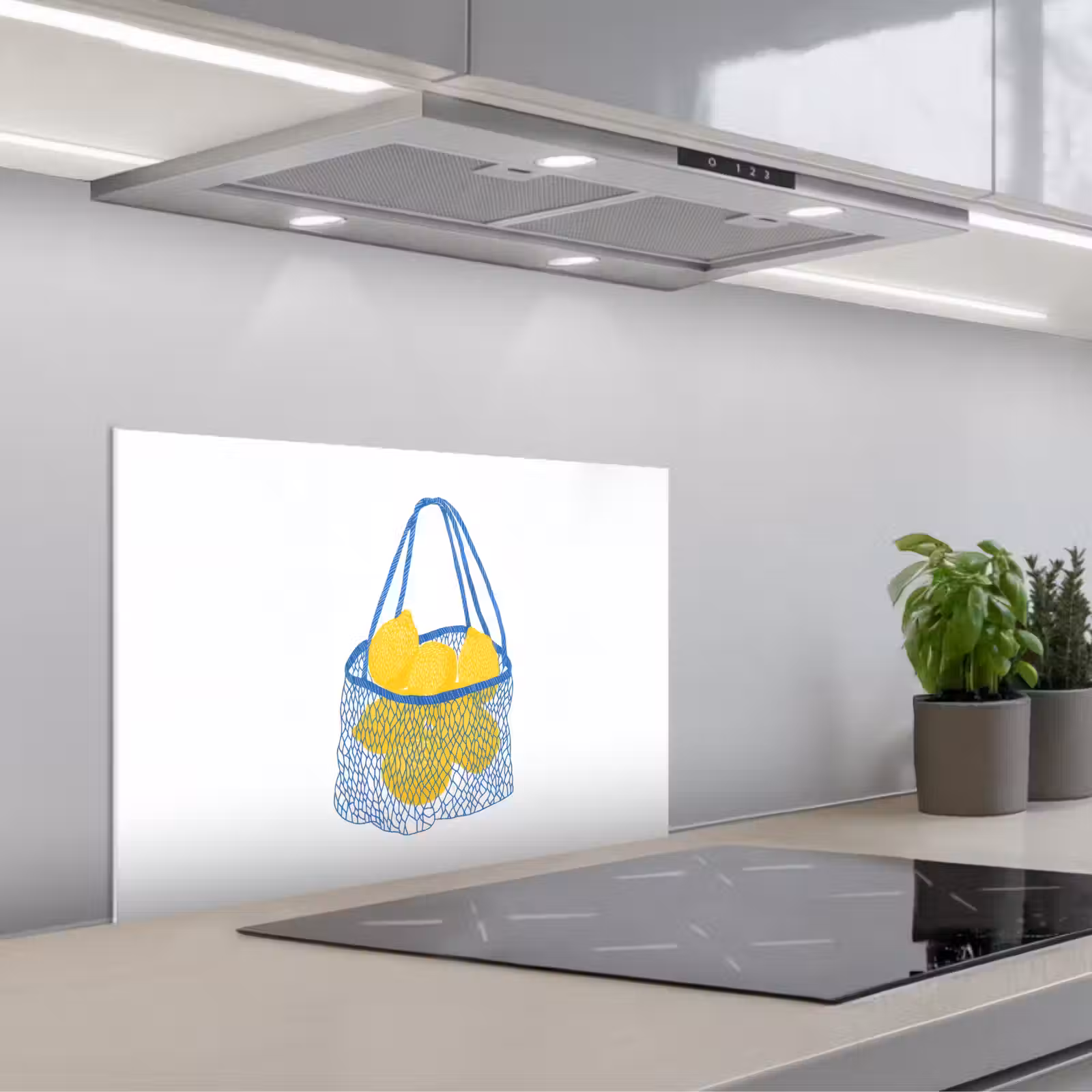 Paraschizzi cucina - Borsa - Blu - Limoni - Illustrazione — 1